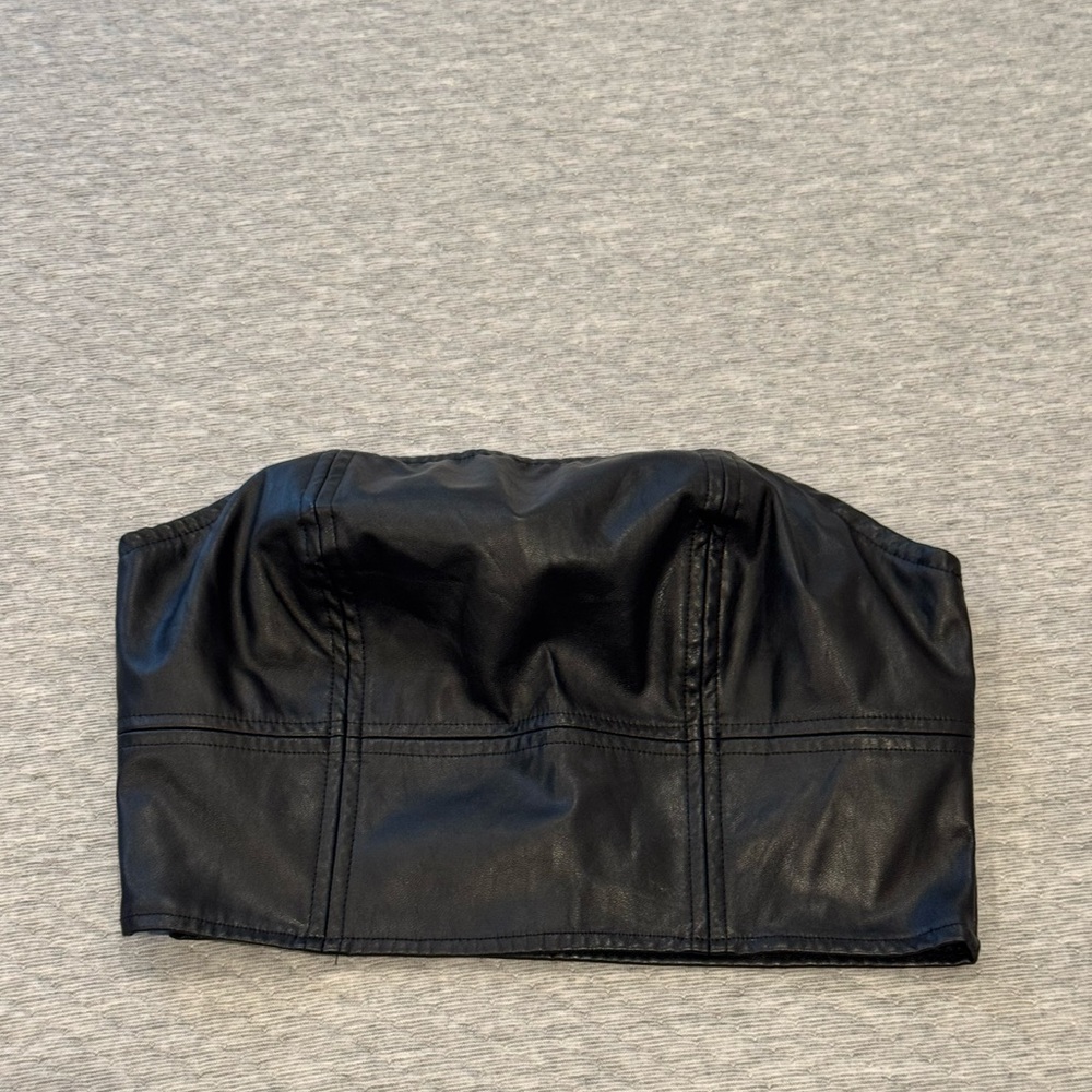 SHEIN Black Faux Leather Top